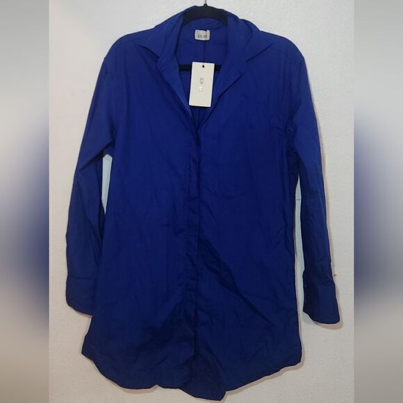 New Alix NYC Clay Poplin Shirt Dress in Cobalt Size Small - Picture 2 of 13